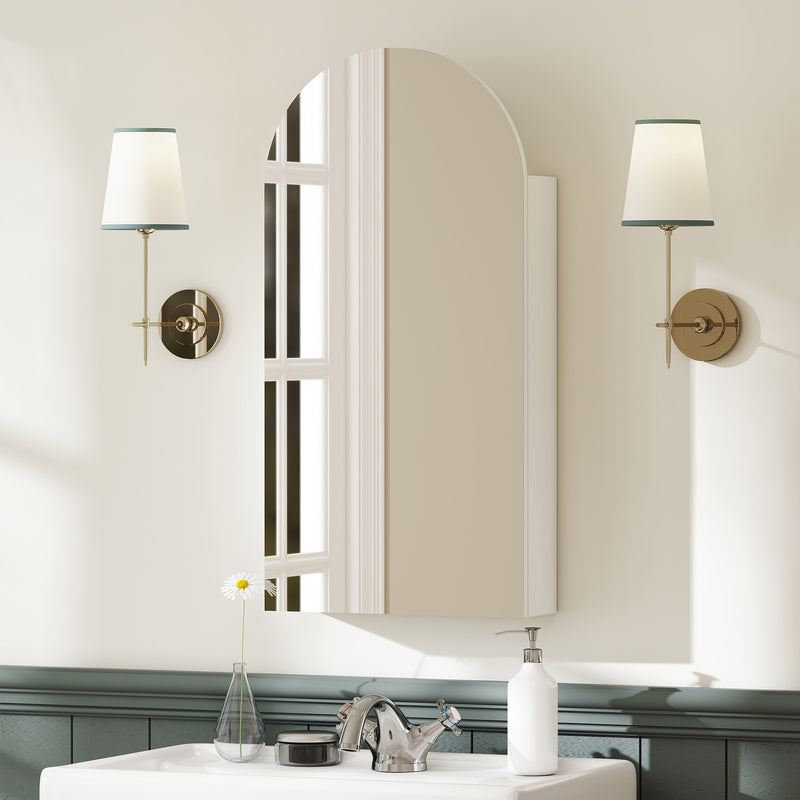 Arched mirror cabinet with glass shelves in white – image 8