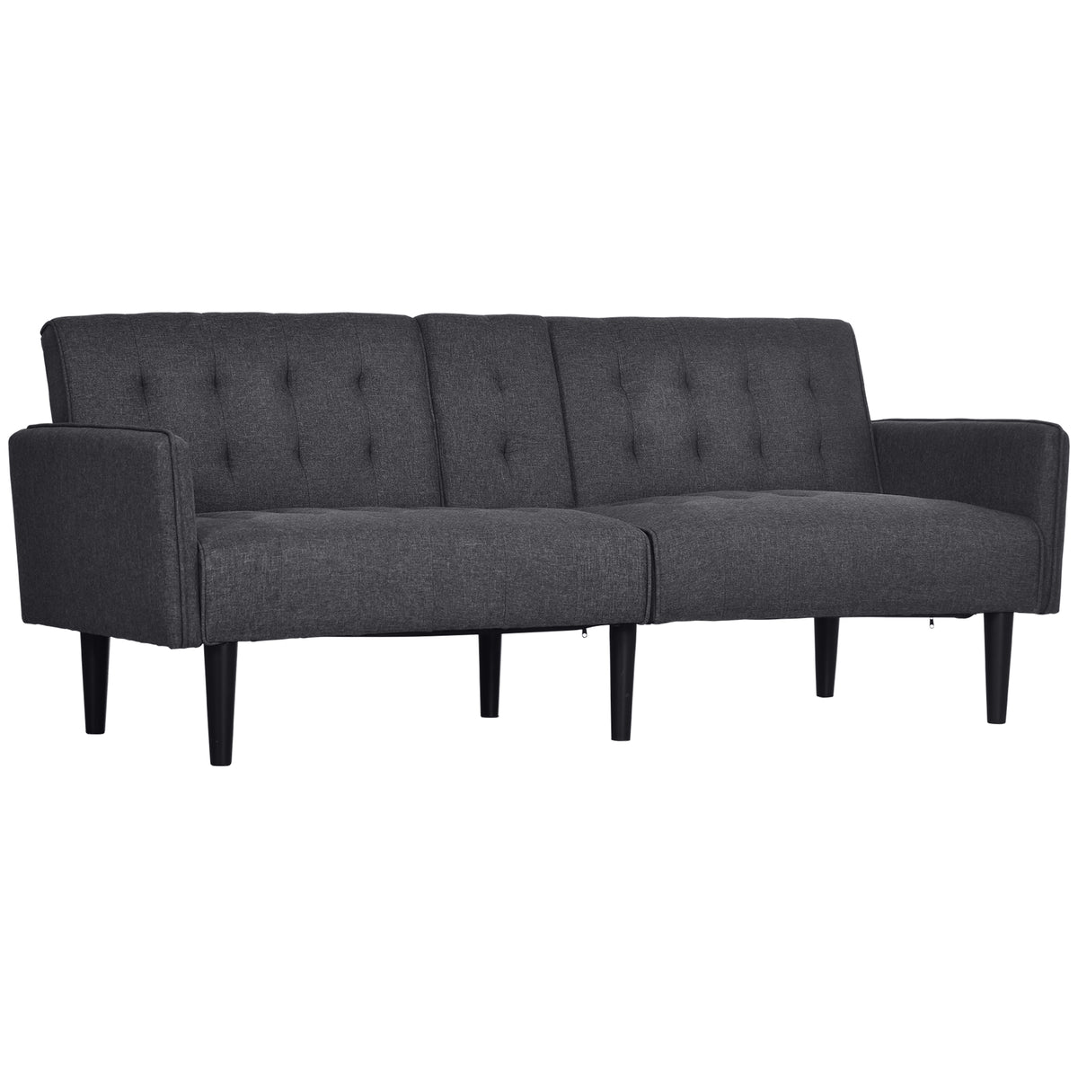 189 cm Split-Back 3-Seater Sofa Bed with Cup Holders – Grey