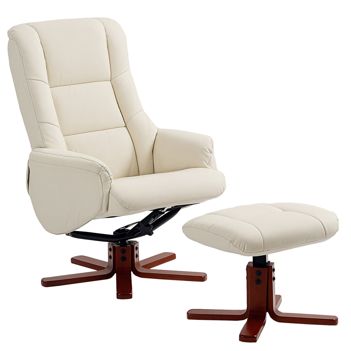 135° Rocking Recliner & Footstool Set – Cream