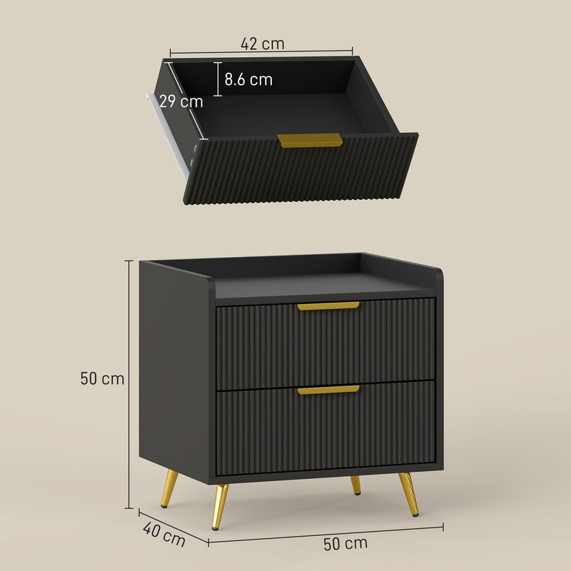 Black 2-drawer bedside table – image 3