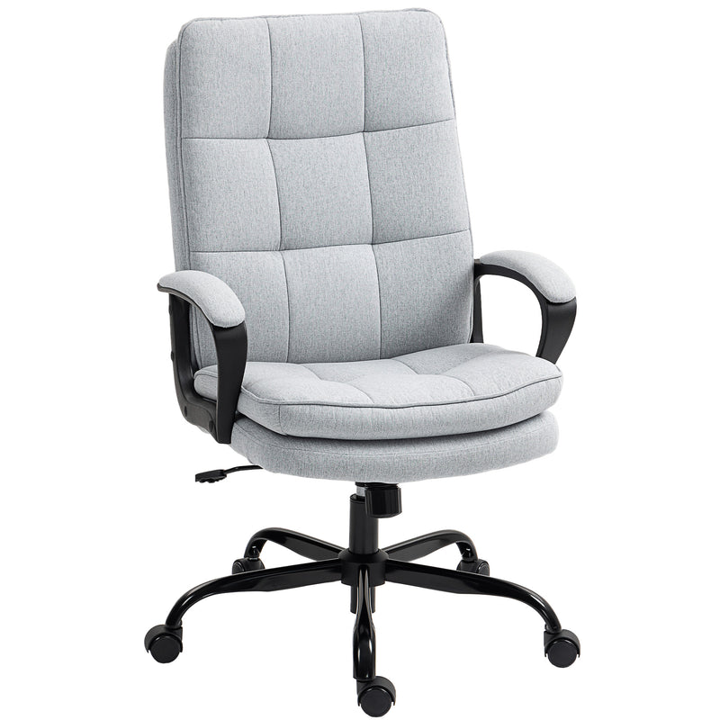HOMCOM Double Padded Linen-Look Office Chair - Light Grey – view 10