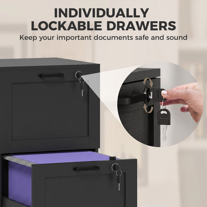 HOMCOM 2-Drawer Filing Cabinet with Lock - Black – view 6
