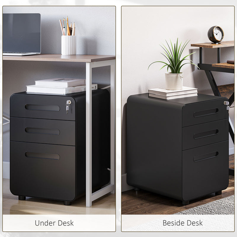 Lockable 3-drawer steel file cabinet – image 7