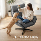 Accent Chair with 360 Swivel Armchair for Living Room with Padded Cushion Dark Grey