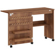 HOMCOM Folding Sewing Table, Rolling Craft Table with Storage compartments, Shelf and Lockable Casters for Small