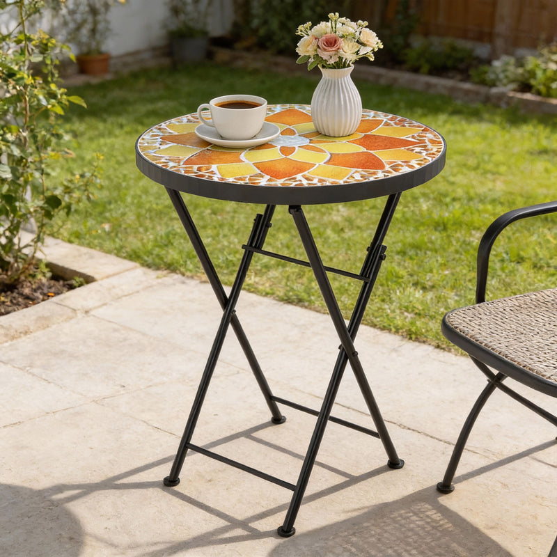 Mosaic folding garden side table yellow – image 8