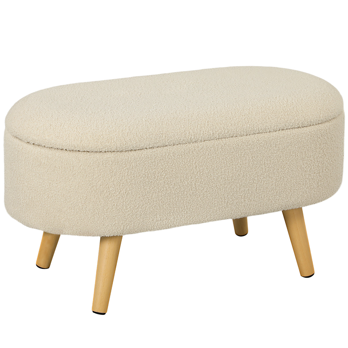 82 cm 39L Teddy Fleece Storage Ottoman – Cream