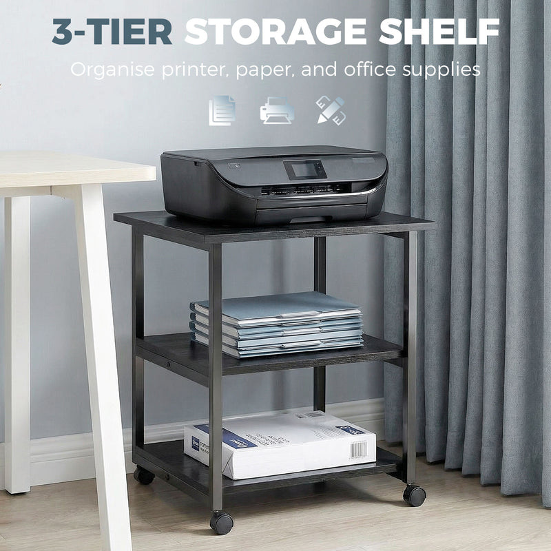 Black 3-tier mobile printer stand – image 4