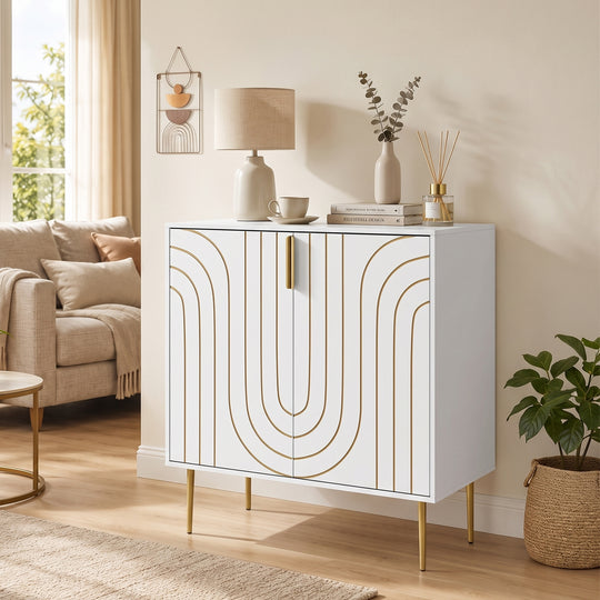 White geometric storage cabinet – image 2