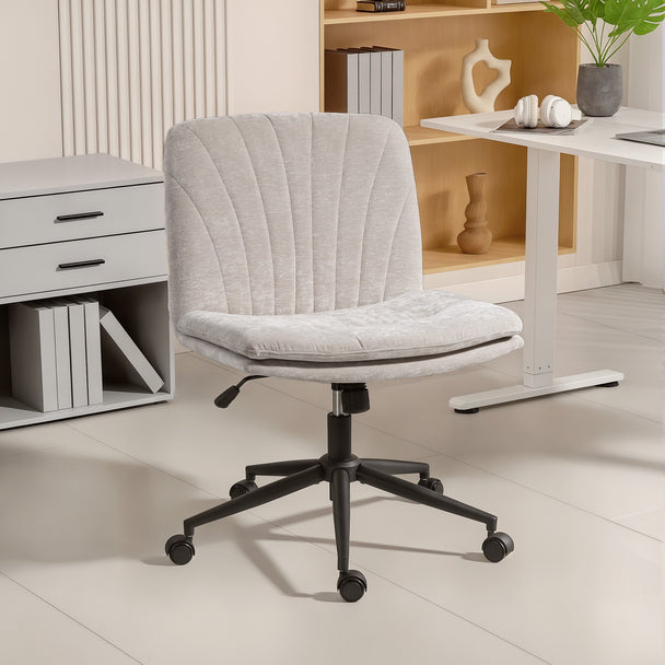 HOMCOM Criss Cross Chair with Wheels, No Arms - Beige – view 2