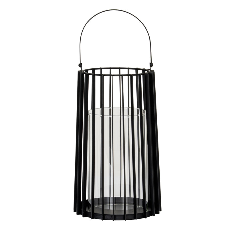 Lynk large black metal lantern with handle on white
