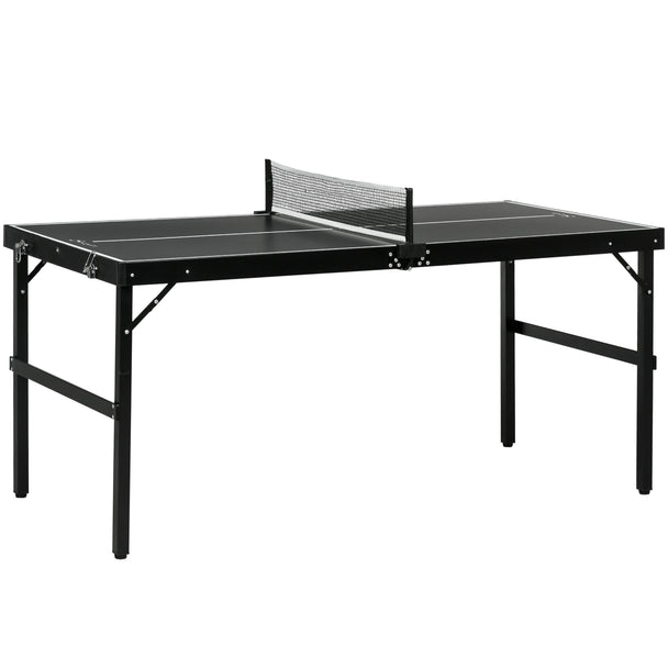 Black 5ft folding mini table tennis table with net and aluminium frame