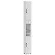 Slim white 185 cm farmhouse bathroom cabinet with barn doors, drawer and toilet roll holder
