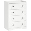 HOMCOM 4 Drawer Chest of Drawers, Modern Dresser for Bedroom, Storage Cabinet for Living Room Entryway, White Wood