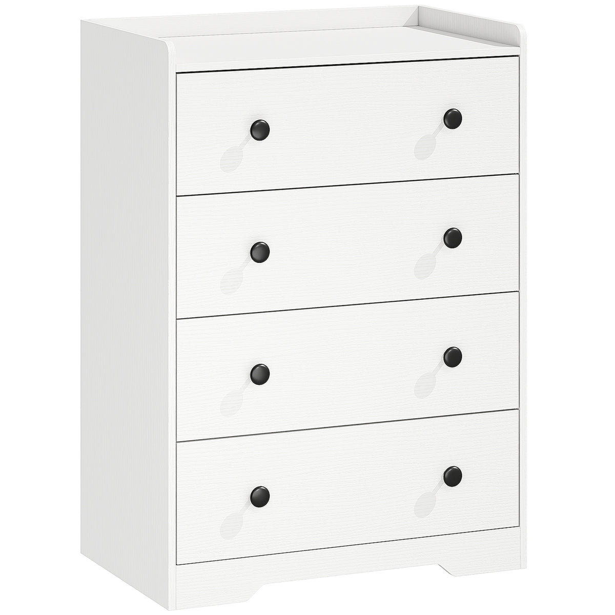 HOMCOM 4 Drawer Chest of Drawers, Modern Dresser for Bedroom, Storage Cabinet for Living Room Entryway, White Wood