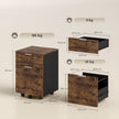 HOMCOM Two-Drawer Lockable Filing Cabinet - Black and Rustic Brown – view 3