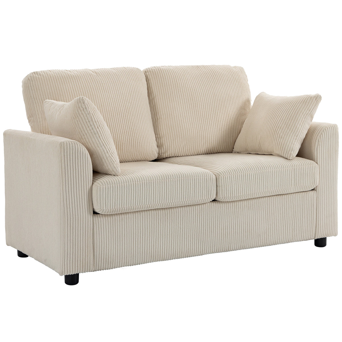 144 cm Corduroy 2-Seater Sofa with Pocket Springs – Beige