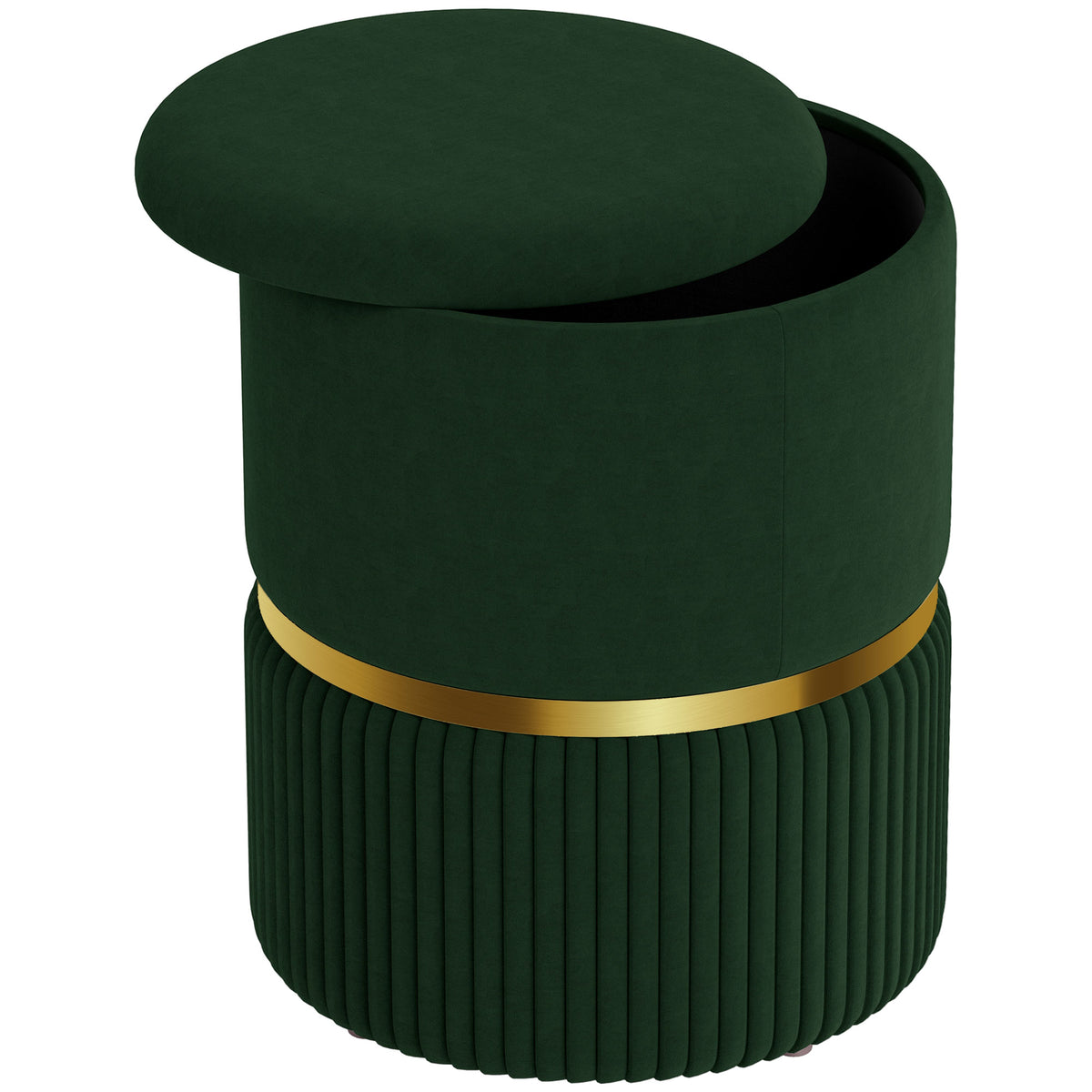 36 cm Velvet Storage Ottoman Stool – Dark Green