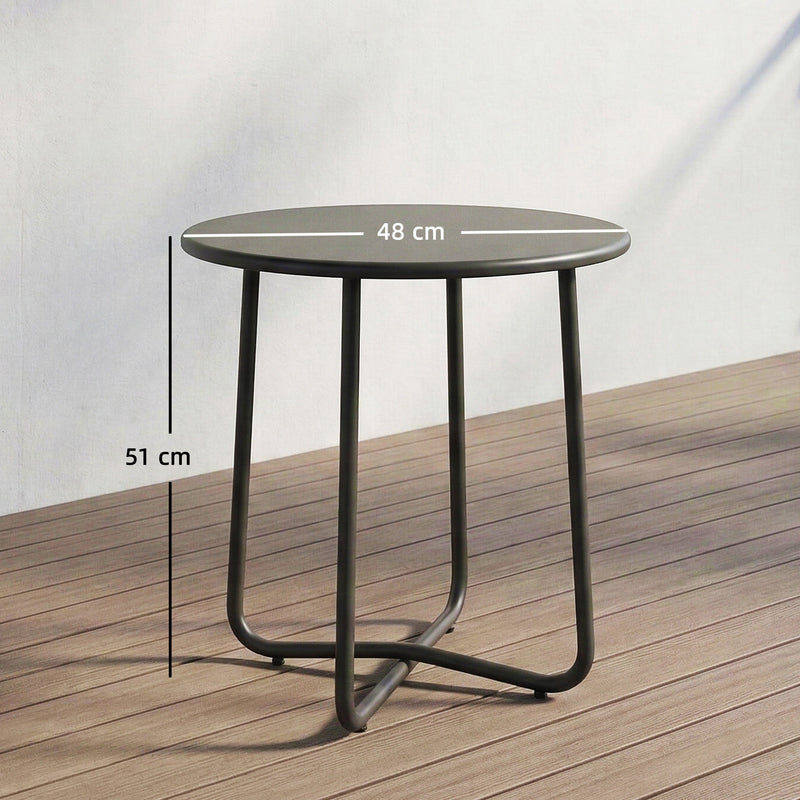 Round metal garden side table dark grey – image 3