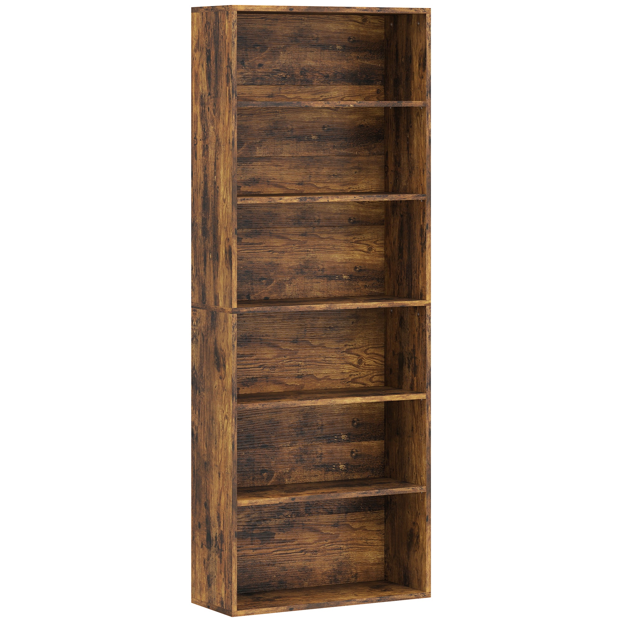 Six Shelf Bookcase - Rustic Brown