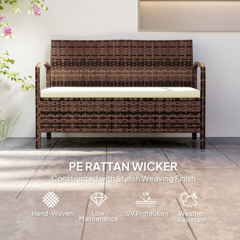 Outsunny 125L Storage Garden Bench, with Cushion - Brown – view 5