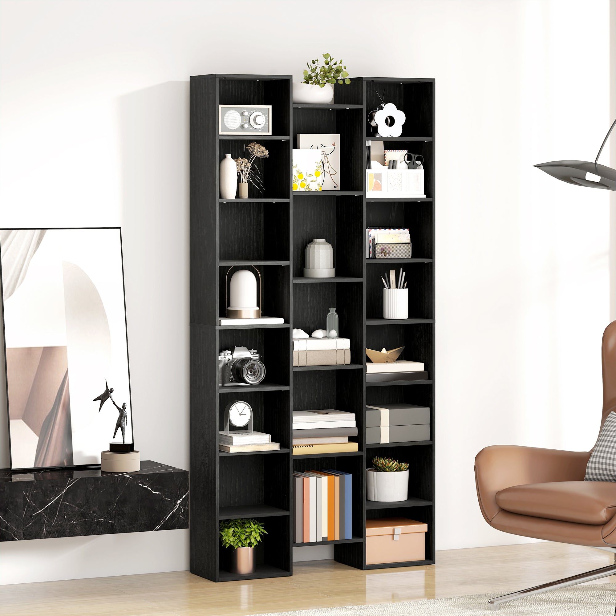 21-Compartment Bookshelf - Black