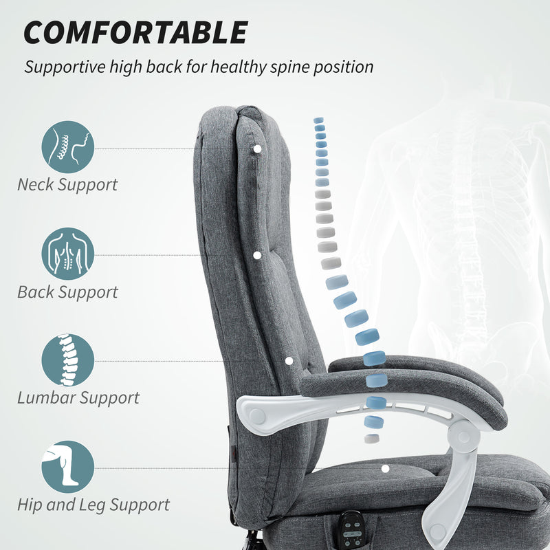 HOMCOM Six-Point Office Massage Chair, with Heat - Grey – view 5