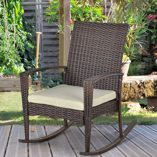 Brown rattan rocking chair – image 2