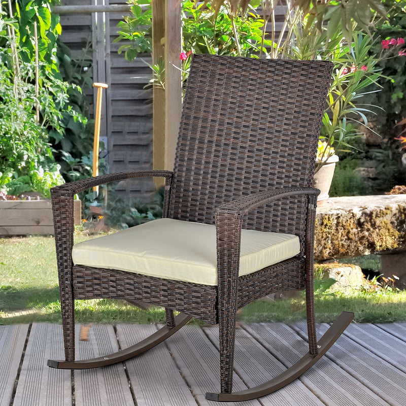 Brown rattan rocking chair – image 2