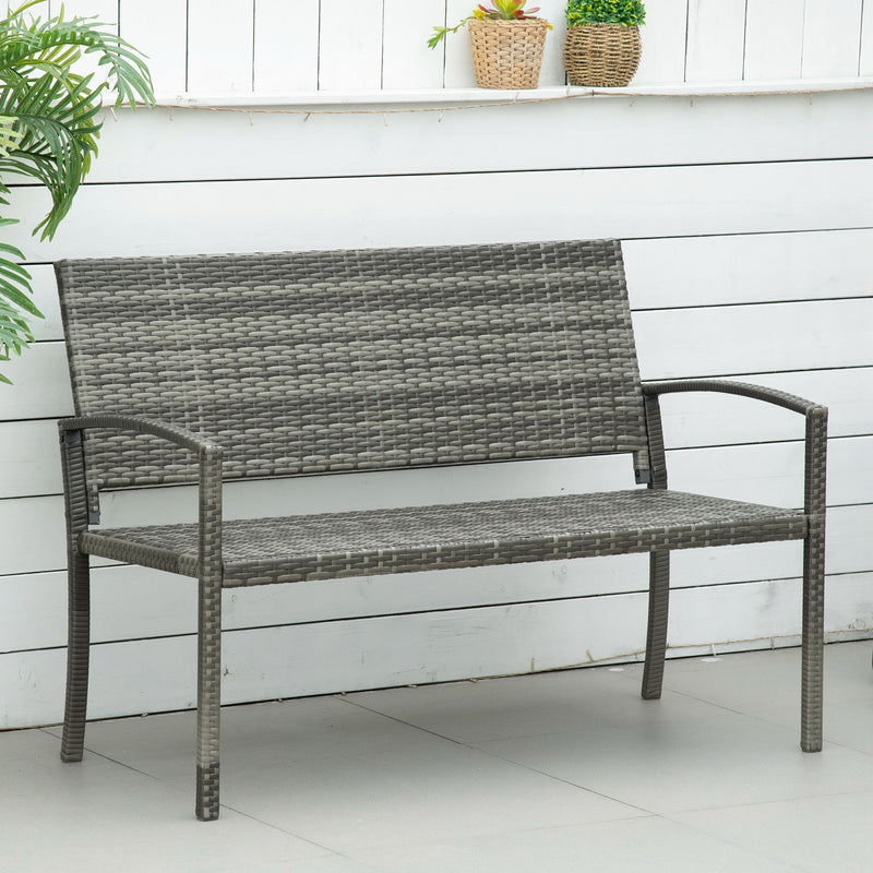 Grey rattan garden bench – image 2