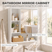 HOMCOM Bathroom Mirror Cabinet, Wall-Mounted Bathroom Cabinet with Mirror Door, Adjustable Shelves, White – view 4