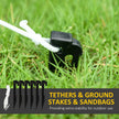 Ground stakes and tether ropes for securing the inflatable