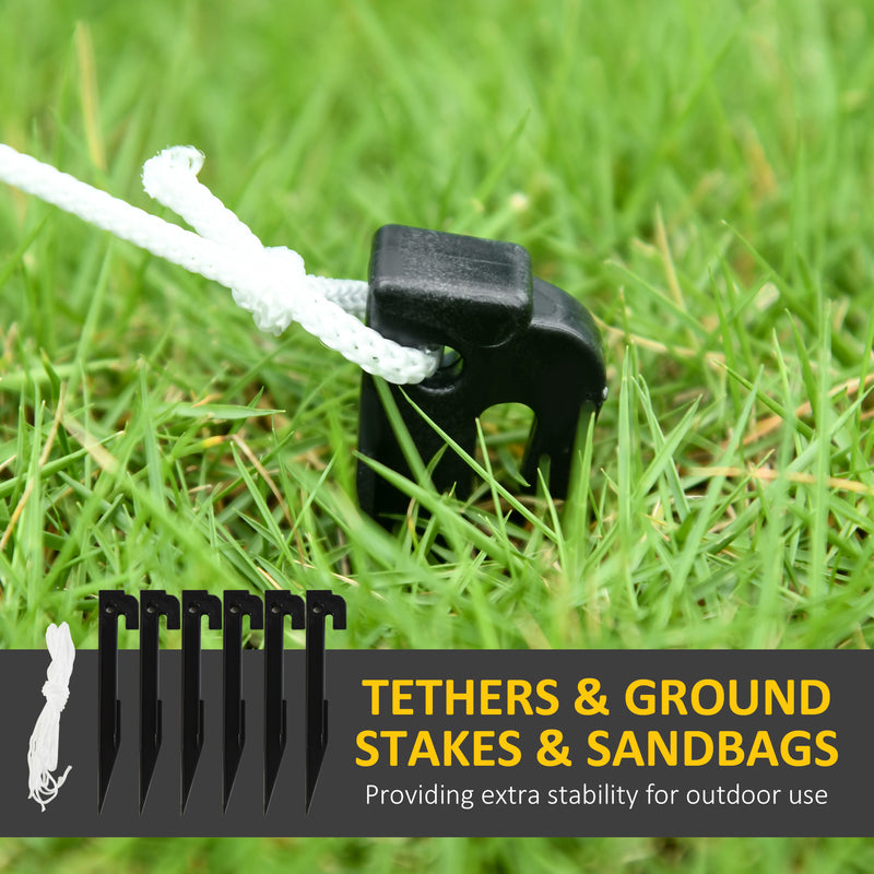 Ground stakes and tether ropes for securing the inflatable