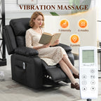 Riser and Recliner Chair with Vibration Massage, PU Leather Power Lift Chair for Elderly, Black