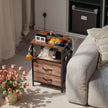 HOMCOM Bedside Table with Charging Station - Rustic Brown – view 2