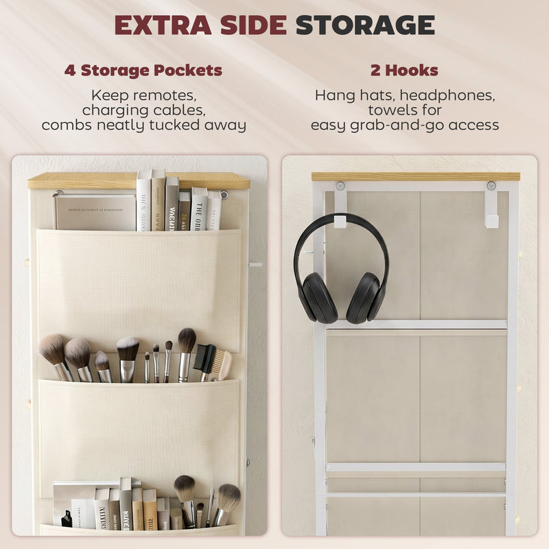 HOMCOM Chest of Drawers, Dresser with 8 Fabric Drawers, Tall Storage Unit with 4 Pockets and 2 Hooks Steel Frame, Beige – view 5