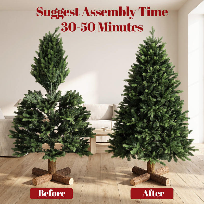 5ft Christmas tree with fir wood base – image 7