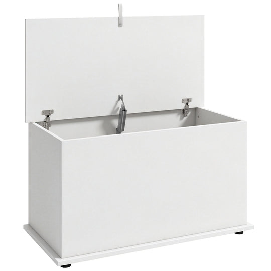 White 102 litre storage chest blanket box with hinged lid