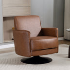 Upholstered Swivel Accent Chair with Pocket Spring Seat Support and 20cm Thick Padding, Brown