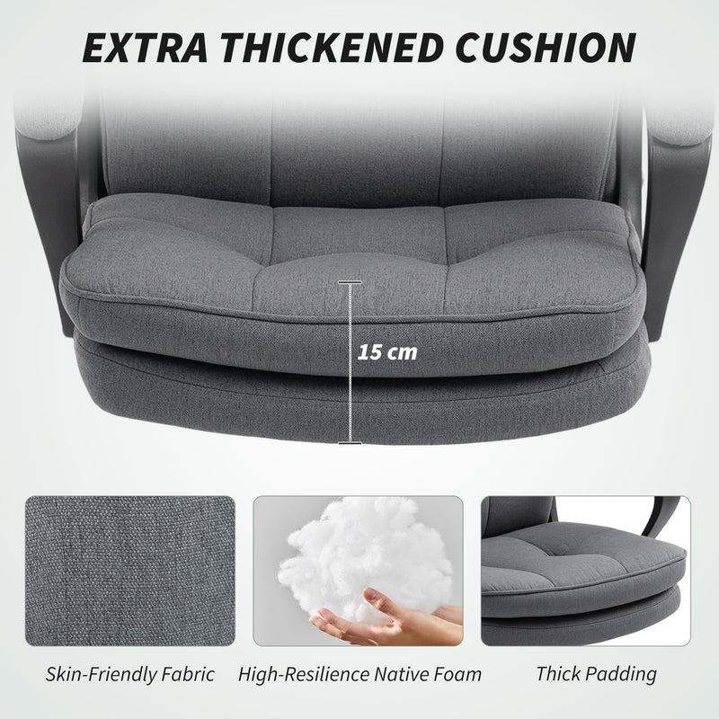 HOMCOM Double Padded Linen-Look Office Chair - Charcoal Grey – view 6