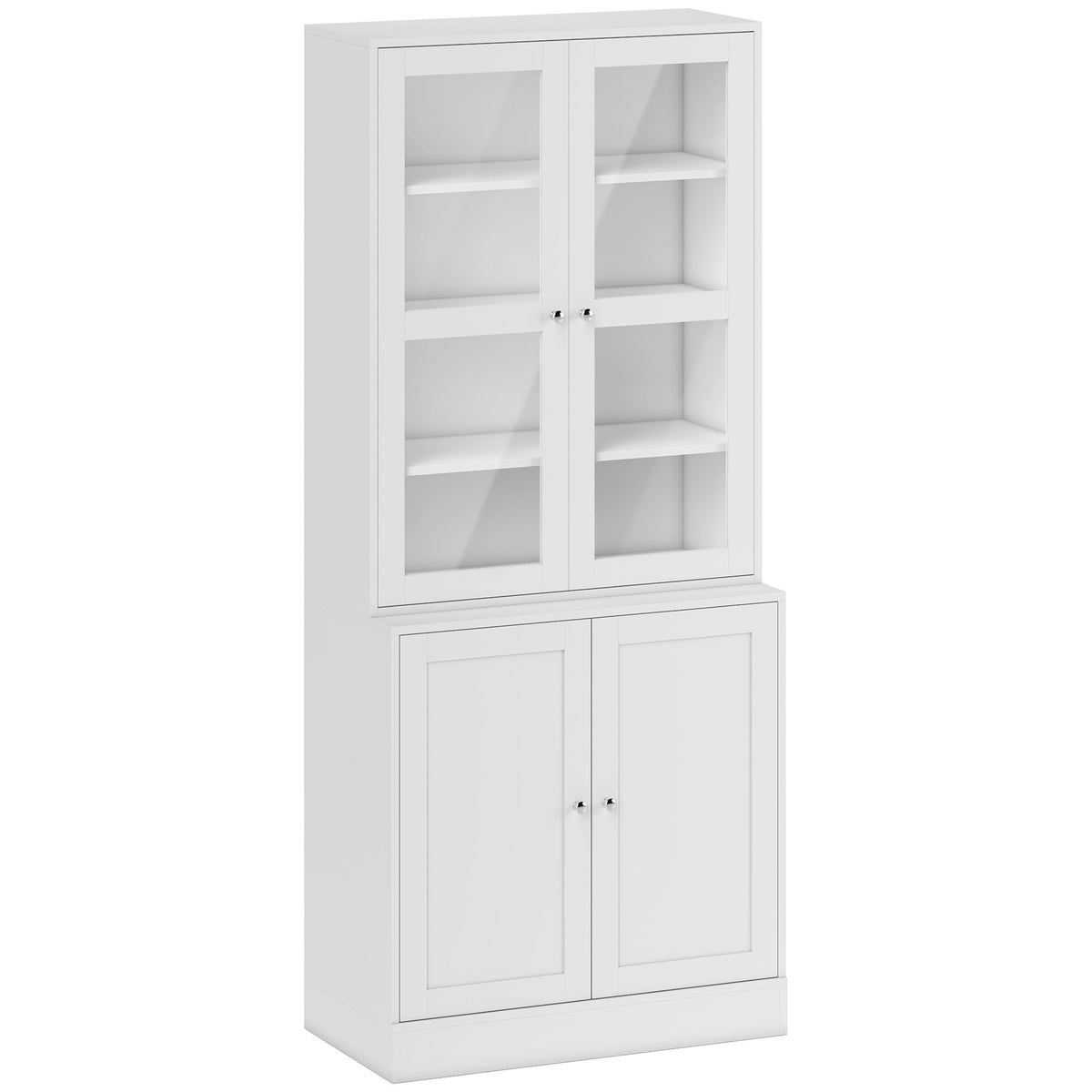 178.5 cm Display Cabinet with Glass Doors & Adjustable Shelves – White