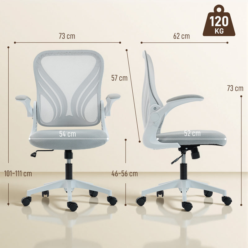 HOMCOM Mesh Office Chair with Foldable Backrest - Light Grey – view 3
