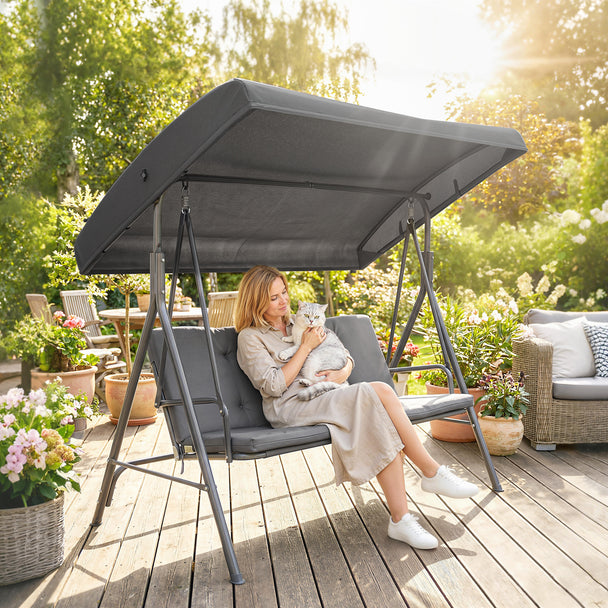 Outsunny Three-Seater Garden Swing Seat - Dark Grey – view 2