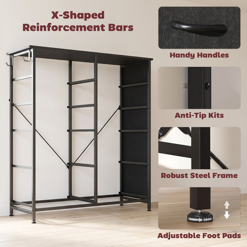 HOMCOM Chest of Drawers, Dresser with 10 Fabric Drawers, Tall Storage Unit with 4 Pockets and 2 Hooks Steel Frame, Black – view 7