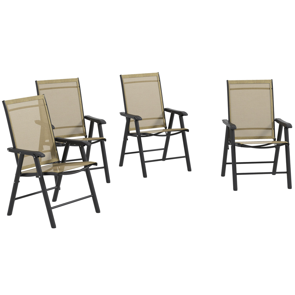 Outsunny Set of Four Folding Garden Chairs - Light Brown