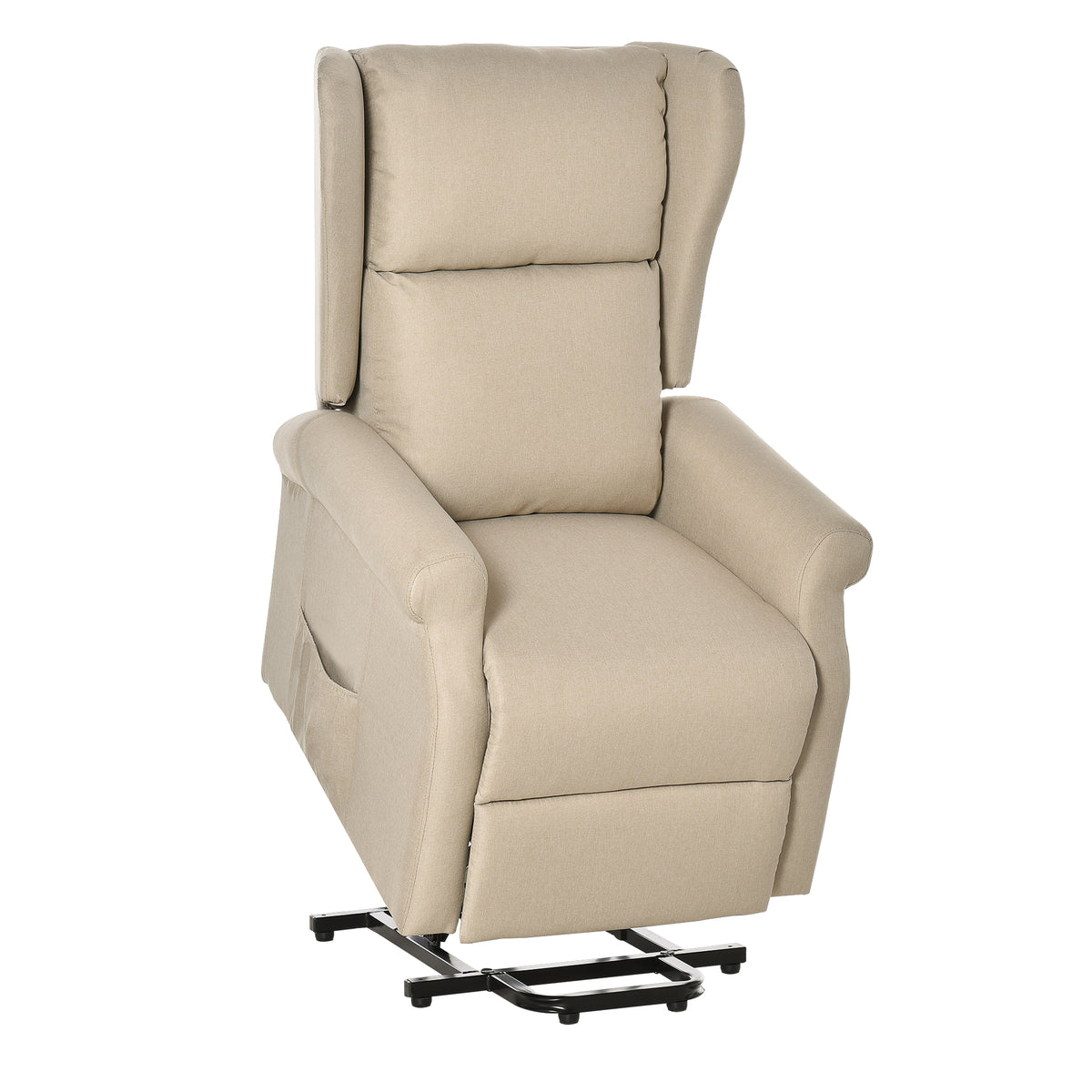 Power Lift Recliner Chair – Beige Fabric Electric Riser Armchair
