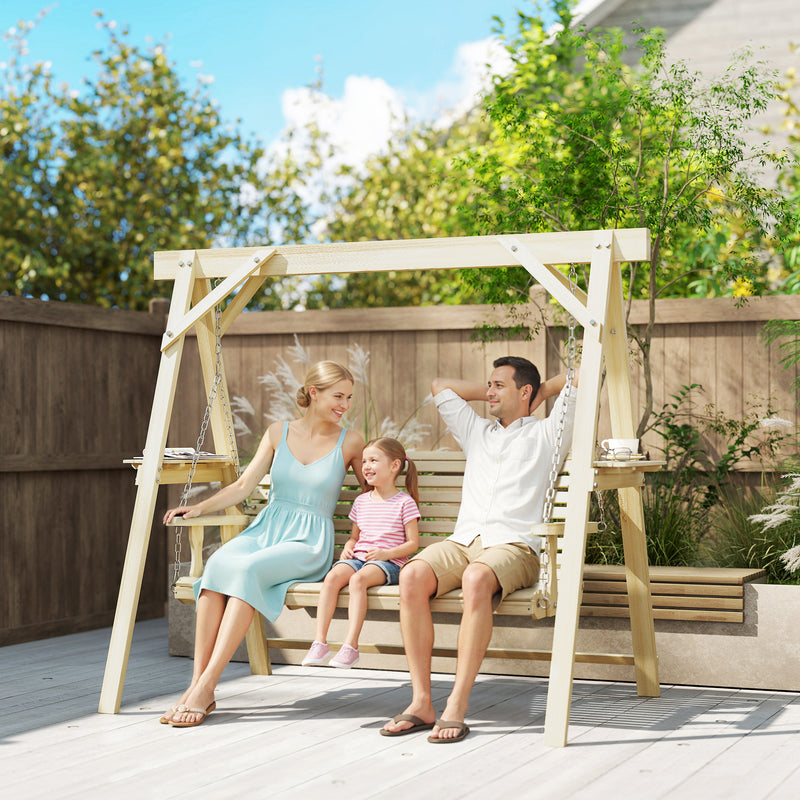 Wooden 3-seater swing bench – image 2