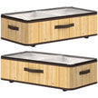 HOMCOM 72L Under Bed Storage with Wheels Pack of 2, Underbed Storage Box with Clear Lid Cover and Reinforced Handle