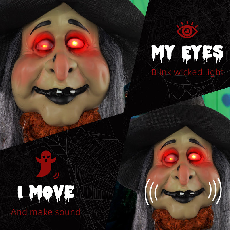183cm Animated Witch with Glowing Eyes & Potion Bottle – image 5 of 9