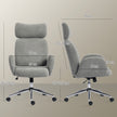 HOMCOM Office Chair with Adjustable Headrest, Spring Pack, Curved Line, Boucle Fabric - Charcoal Grey – view 3